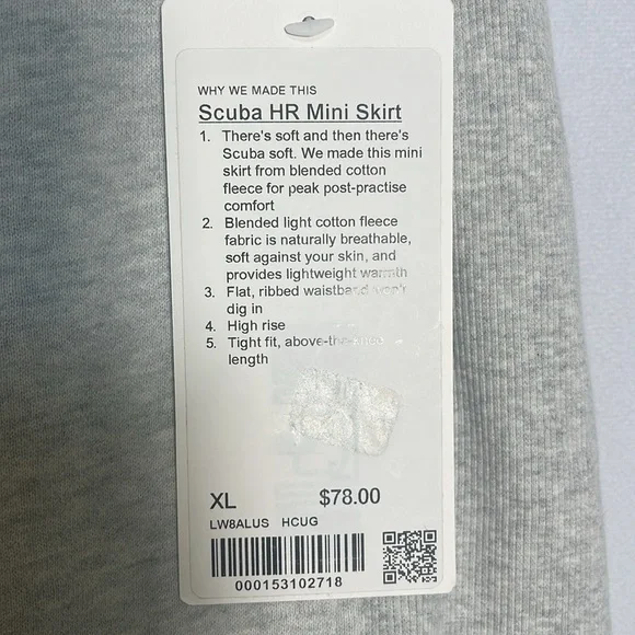 NWT Lululemon Scuba High-Rise Mini Skirt Size XL Heathered Core Ultra Light Grey - Picture 6 of 10